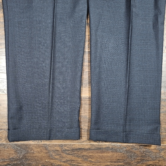 Ralph Lauren‎ Mens 40x29 Charcoal Navy Grid Pleated Cuffed Dress Pants Refined - Picture 4 of 7